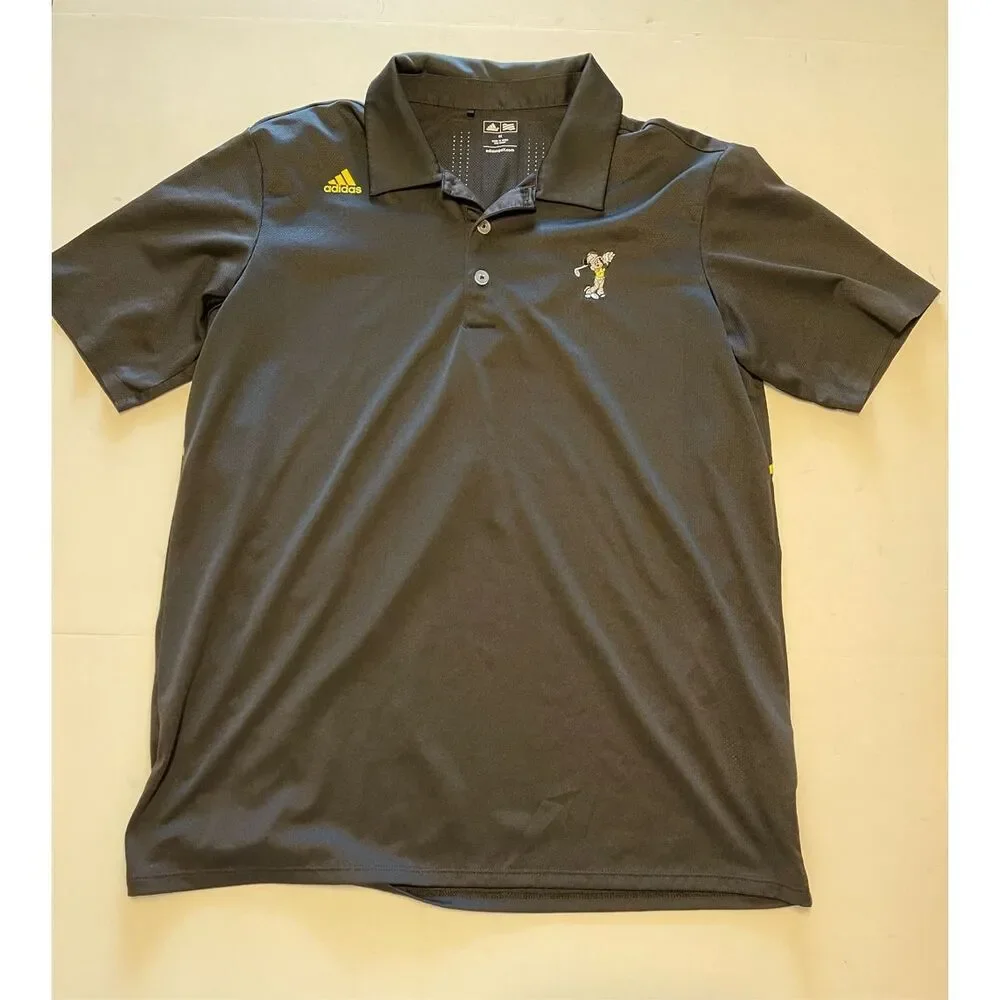 Adidas Golf Mickey Mouse Adizero Golfing Polo Shirt Men's M Black and Yellow E